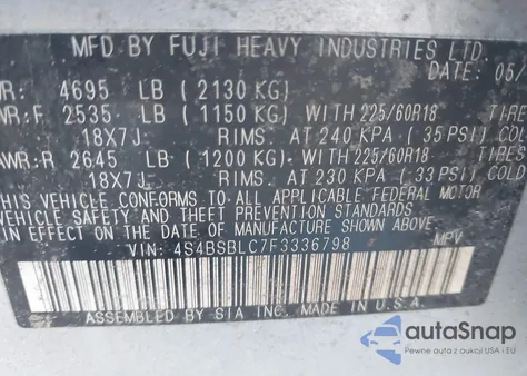 2015 Subaru Outback 2.5I Limited из США, поврежденный, VIN 4S4BSBLC7F3336798